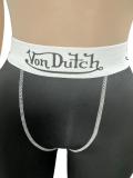 Sexy Black Women Printed Slim Fit Tank Top Pants Set