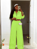 Women Sport Casual Jacket Wide-Leg Pants Set