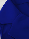 Summer Women Career Solid Sleeveless Blazer Tie Waist Pants Two-Piece Set