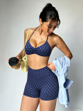 Women Seamless Yoga Halter Neck Low Back High Stretch Butt Lift Leggings Two-Piece Set