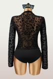 Women Leopard Print Mesh Sexy Jumpsuit
