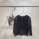 Autumn Women Elegant Round Neck Irregular Shirt
