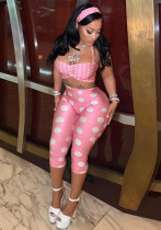 Women Strap Tank Tight Fit Polka Dot Headband Three-Piece Set Women Strap Tank Tight Fit Polka Dot Headband Three-Piece Set