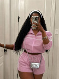 Women Windproof Patchwork Jacket Shorts Two-Piece Set