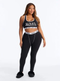 Sexy Black Women Printed Slim Fit Tank Top Pants Set