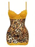 Women Sexy Lace Strap Slim Waist Print Low Back Bodycon Dress
