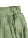 Women Casual Career Textured Bell Bottom Slim Waist Wide-Leg Pants Two-Piece Set
