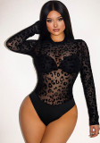 Women Leopard Print Mesh Sexy Jumpsuit