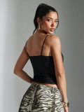 Women Solid Lace Patchwork Slim Fit Sexy Tank Top