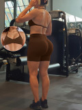 Women Seamless Yoga Halter Neck Low Back High Stretch Butt Lift Leggings Two-Piece Set