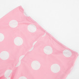 Women Strap Tank Tight Fit Polka Dot Headband Three-Piece Set