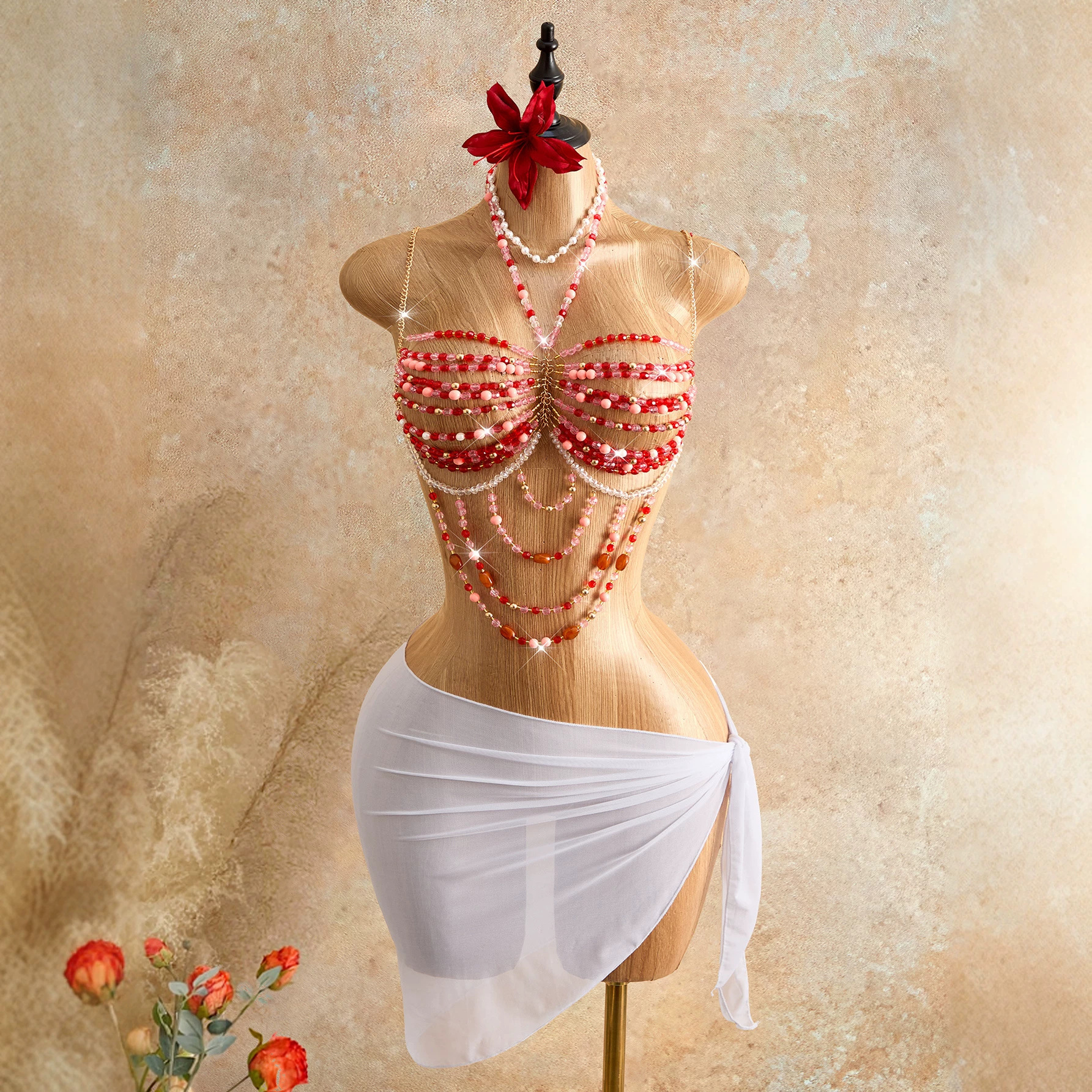 Beaded Crop Top Vest for Holiday Wear