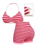 Women Seamless Yoga Halter Neck Low Back High Stretch Butt Lift Leggings Two-Piece Set