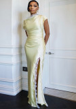 Women Summer Lace Patchwork Slit Maxi Dress