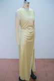 Women Summer Lace Patchwork Slit Maxi Dress