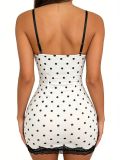 Women Sexy Lace Strap Slim Waist Print Low Back Bodycon Dress