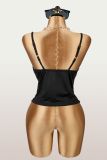 Women Solid Lace Patchwork Slim Fit Sexy Tank Top