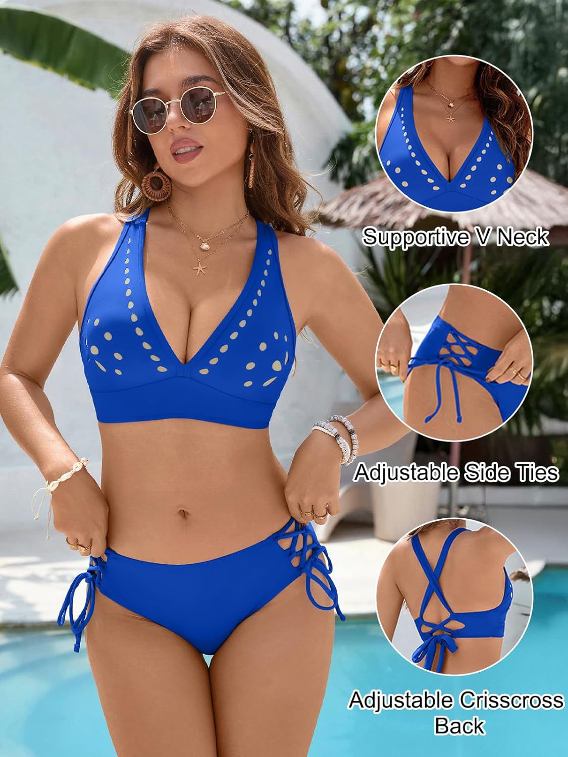 Floral Cutout V-Neck Two-Piece Bikini Set