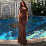 Summer Women V-Neck Low Back Slit Slim Fit Dress