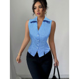 Women Summer Striped Sleeveless Shirt Top