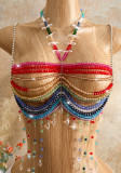 Women Beaded Party Sexy Crop Top Holiday Vest