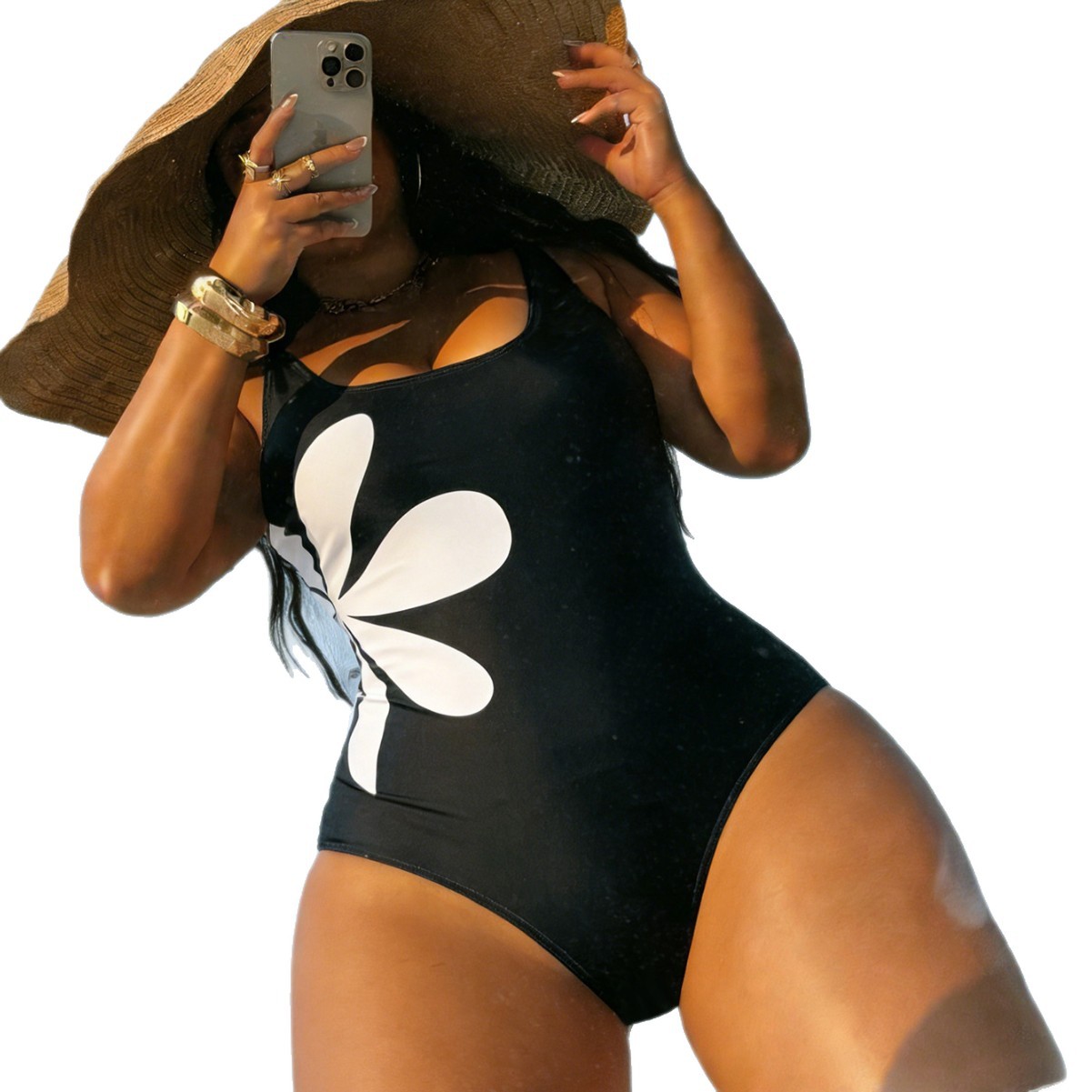 Printed Slim Fit One-Piece Swimsuit for Pool Wear