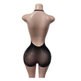 Women Lace Halter Neck Sexy Halter Neck Backless Jumpsuit