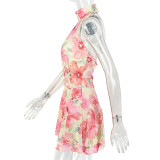 Women printed Holidays high-neck sleeveless dress