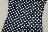 Women printed polka dot halter neck sleeveless jumpsuit