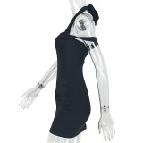 Women solid metallic sexy backless bodycon off-shoulder halter neck dress