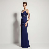 Women Suspender Tassel Backless Formal Party Slit Evening Gown