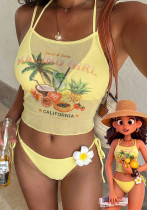Women Tropical Fruit Print Halter Neck Bikini Sexy Holidays Swimwear Women Tropical Fruit Print Halter Neck Bikini Sexy Holidays Swimwear