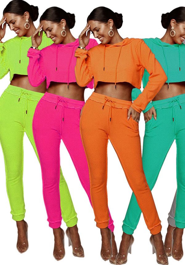 Women casual sportswear hoodies and pant two-piece set