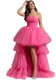 Women mesh cascading ruffles strapless evening dress（Processing time need 3-6 days）
