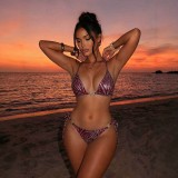 Women Halter Neck Lace-Up Sexy Swimwear Two Pieces