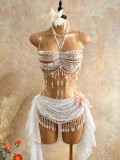 Women Vest Beaded Tassel Crop Top