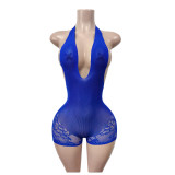 Women Lace Halter Neck Sexy Halter Neck Backless Jumpsuit