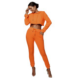Women casual sportswear hoodies and pant two-piece set