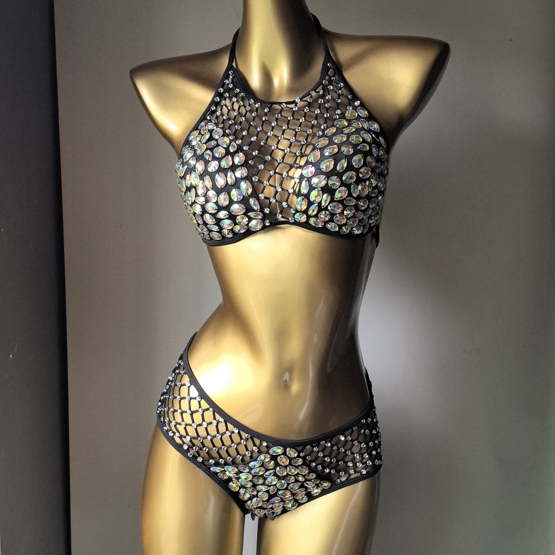 Diamond Rhinestone One-Piece Swimsuit for Beach Holidays