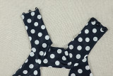 Women printed polka dot halter neck sleeveless jumpsuit