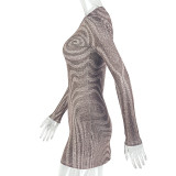 Women printed round neck bodycon sexy dress