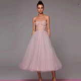 Plus size Women strapless elegant strapless evening dress（Processing time need 3-6 days）