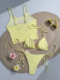 Women Tropical Fruit Print Halter Neck Bikini Sexy Holidays Swimwear