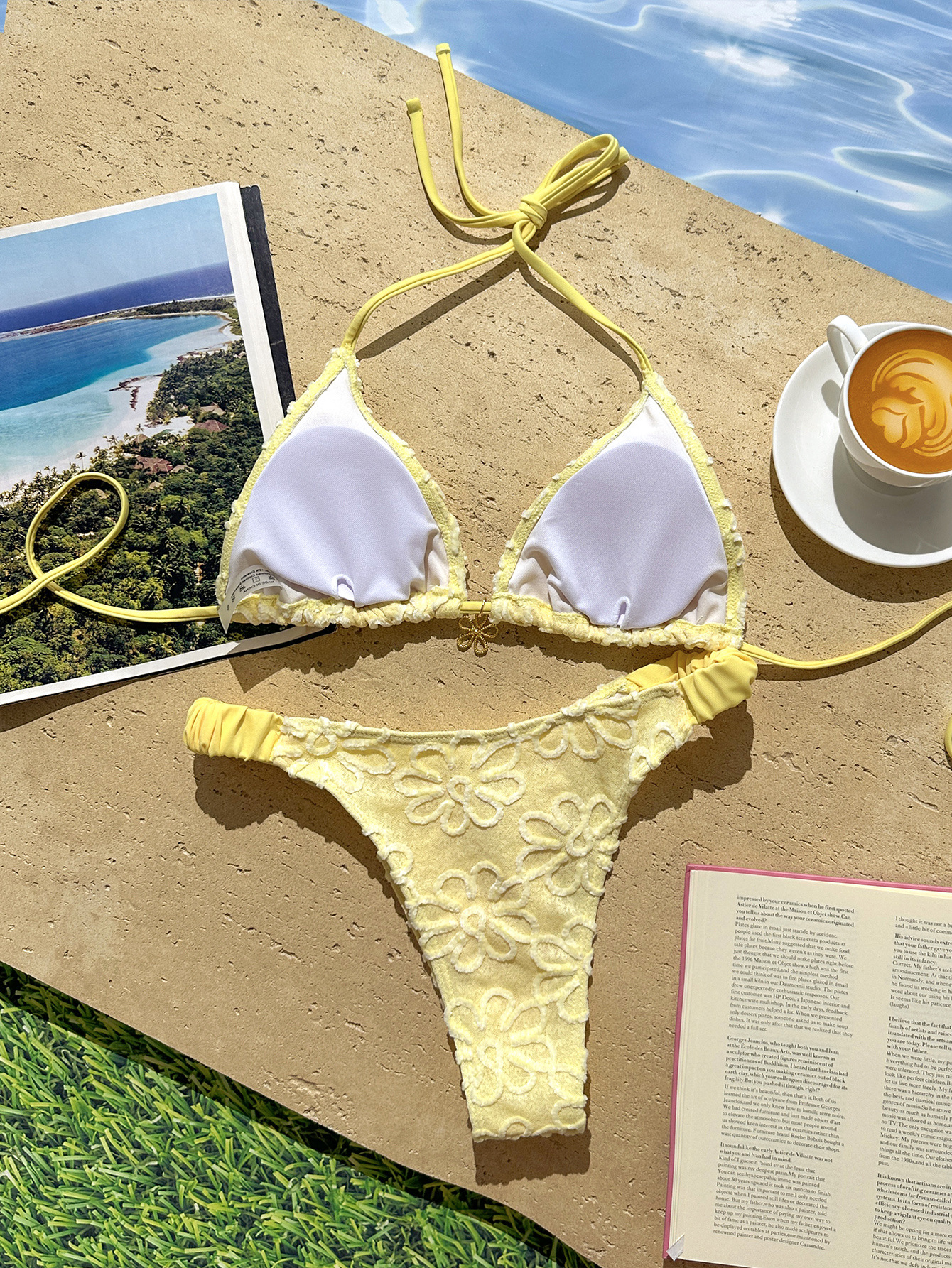 Floral Embroidered Lace Hollow-Out Two-Piece Swimsuit