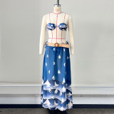 Women Style Strapless Lace-Up Bikini Skirt Three-Piece Swimwear