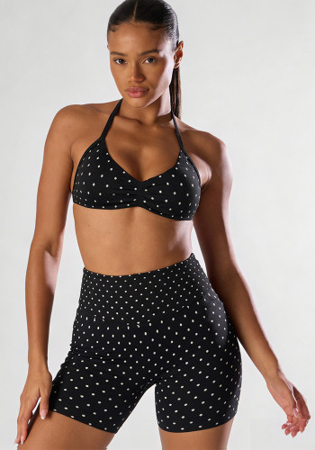 Women Seamless Stretch Yoga Halter Neck Tank Top Yoga Pants Fitness Two-Piece Set