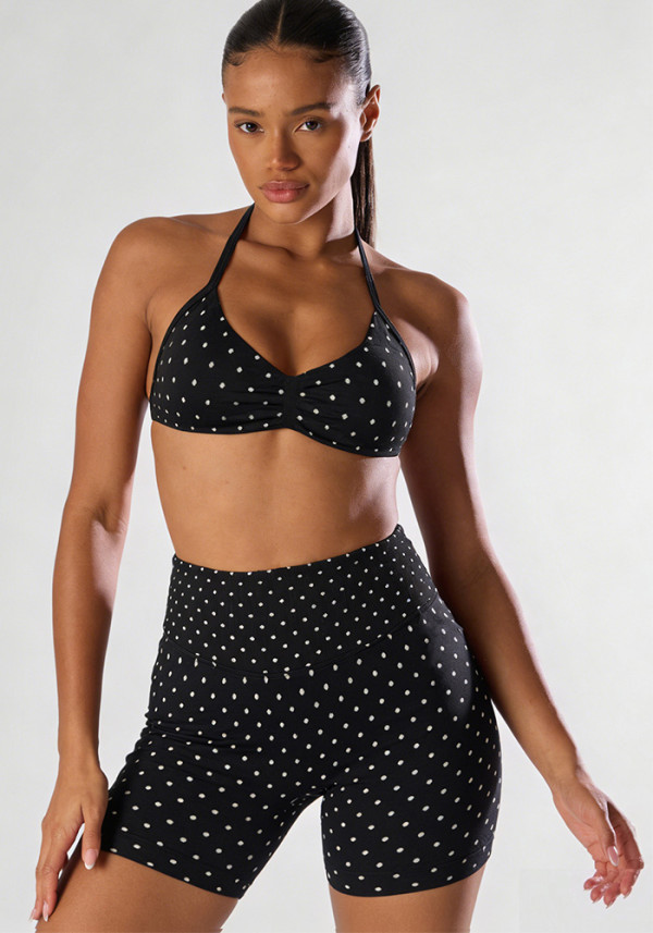 Women Seamless Stretch Yoga Halter Neck Tank Top Yoga Pants Fitness Two-Piece Set
