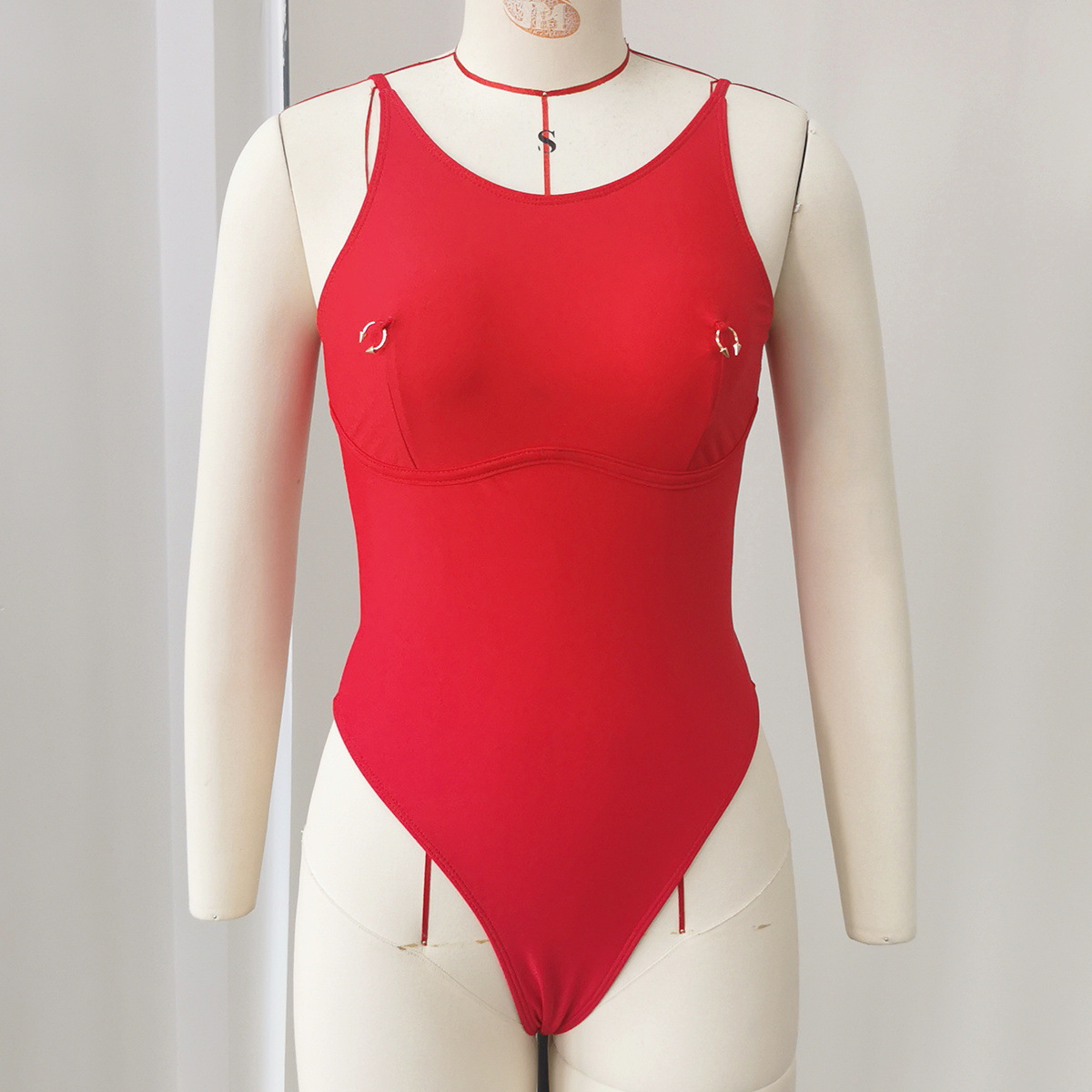 Solid Backless One-Piece Swimsuit for Beachwear