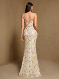 Women Spring Summer V-Neck Backless Lace-Up Evening Gown（Processing time need 3-6 days）
