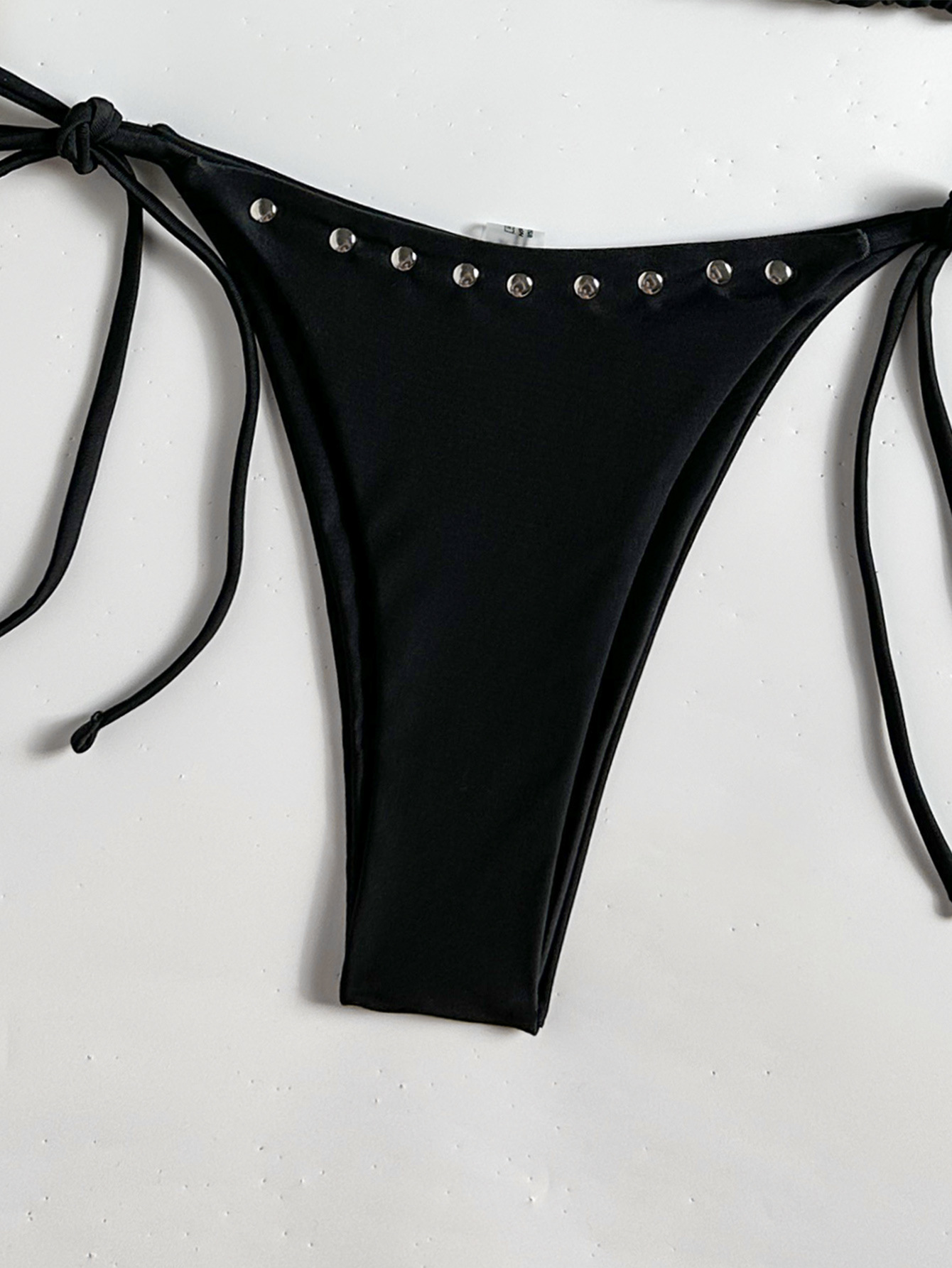 Halter Neck Metal Rivet Hollow-Out Two-Piece Bikini